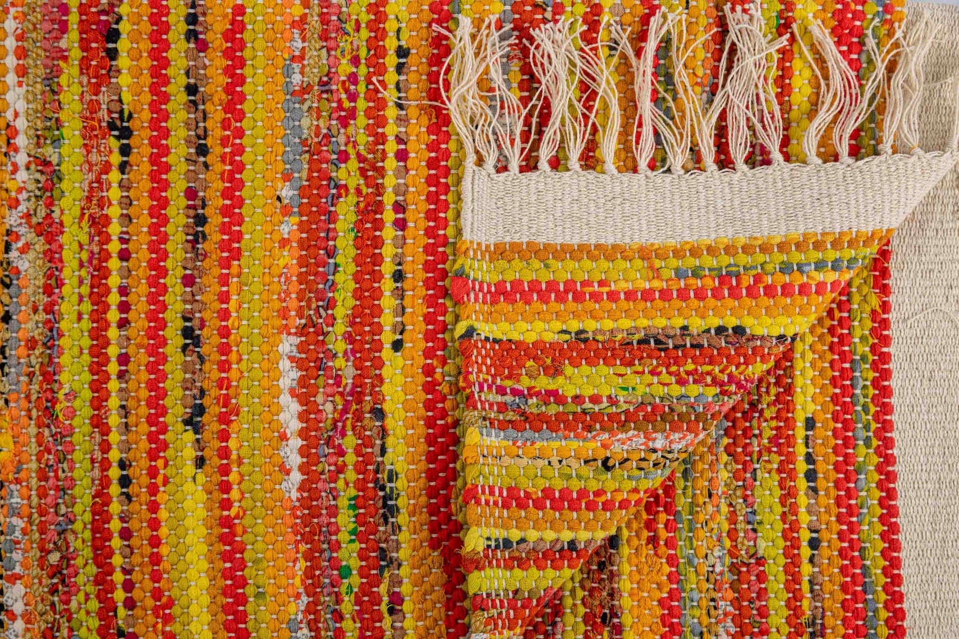 New Handwoven Sari Bathmat -(Yellow & Orange)
