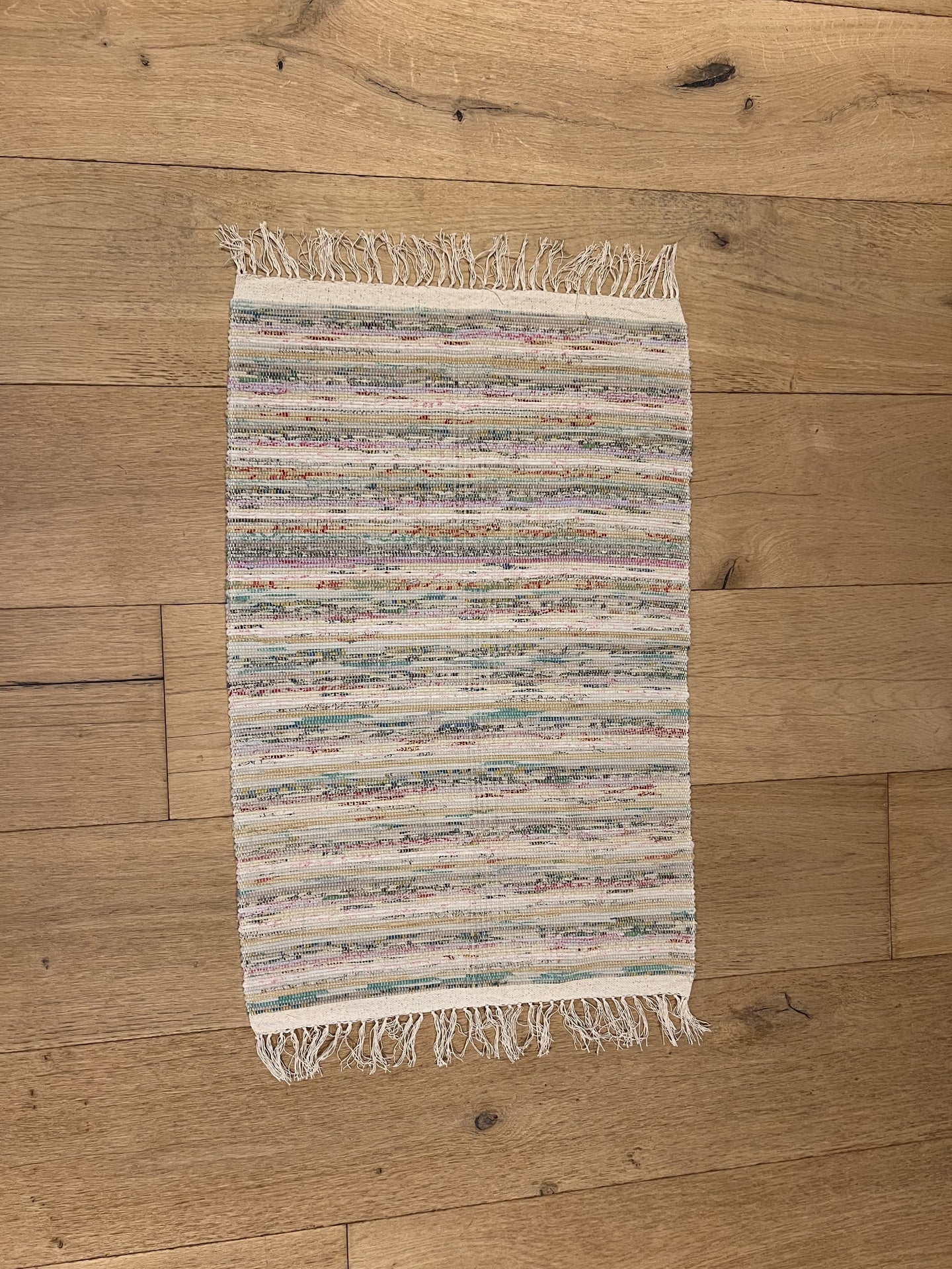 New Handwoven Sari Showermat - (Pretty Pastel)