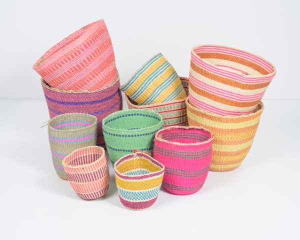 Sisal basket - fine weave - bright colours