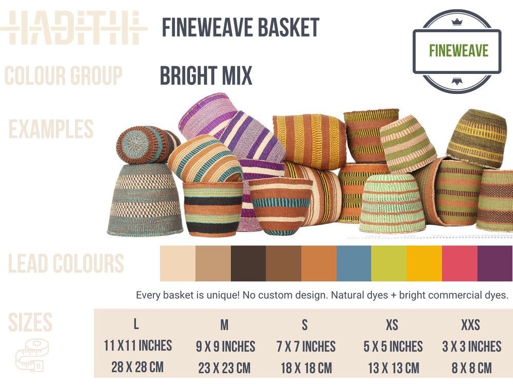 Sisal basket - fine weave - bright colours