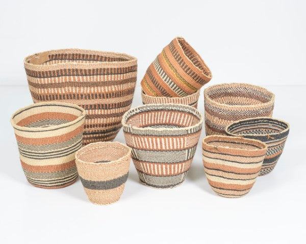 Sisal basket - fine weave - classic colours