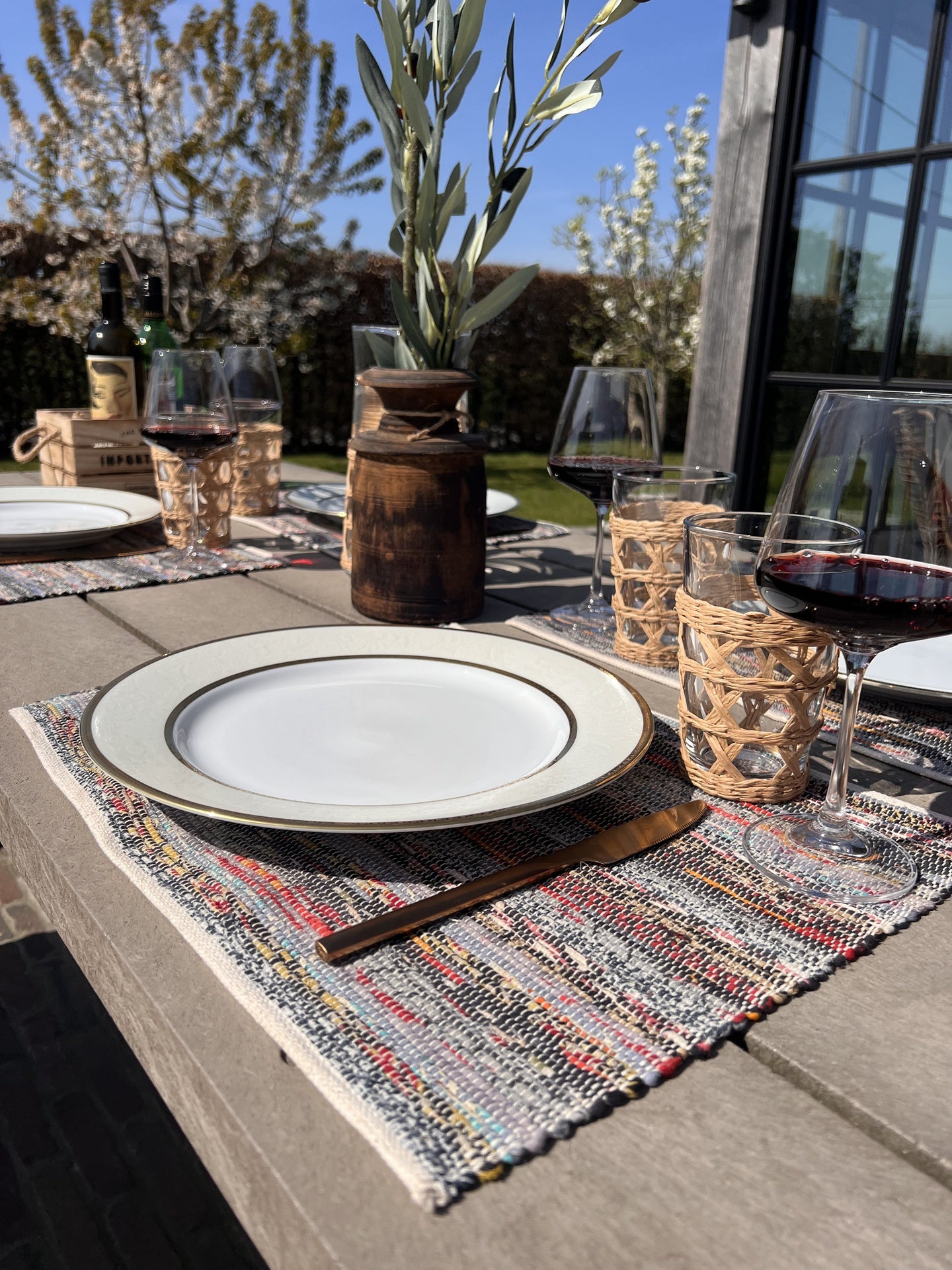 New Handwoven Sari Placemat set of 4 (Dark Vibes)