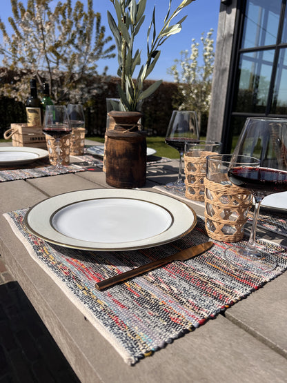 New Handwoven Sari Placemat set of 4 (Dark Vibes)