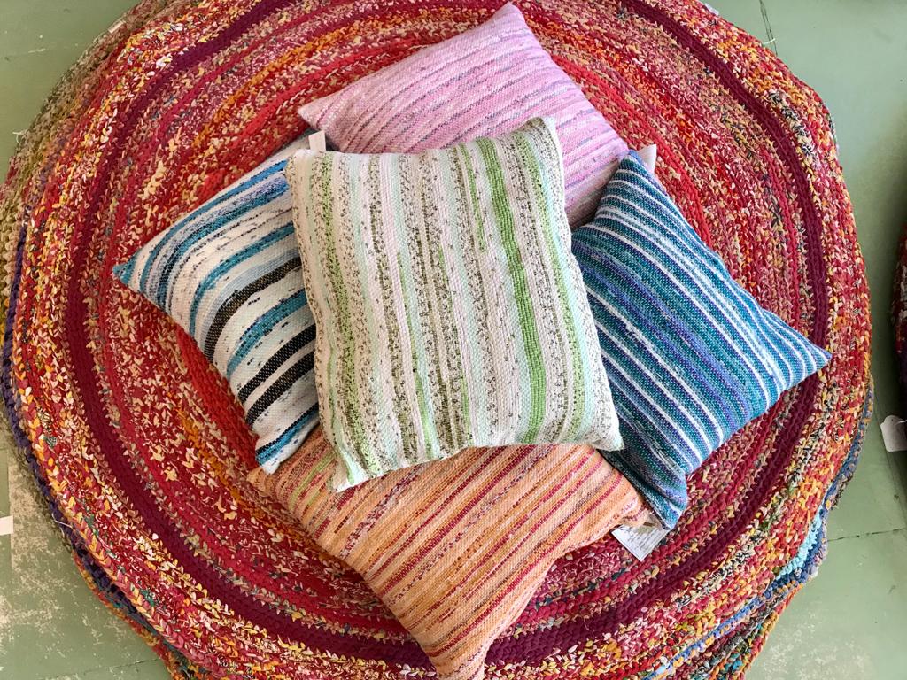 Handwoven Sari Cushion Cover - Small (Earth Tones)