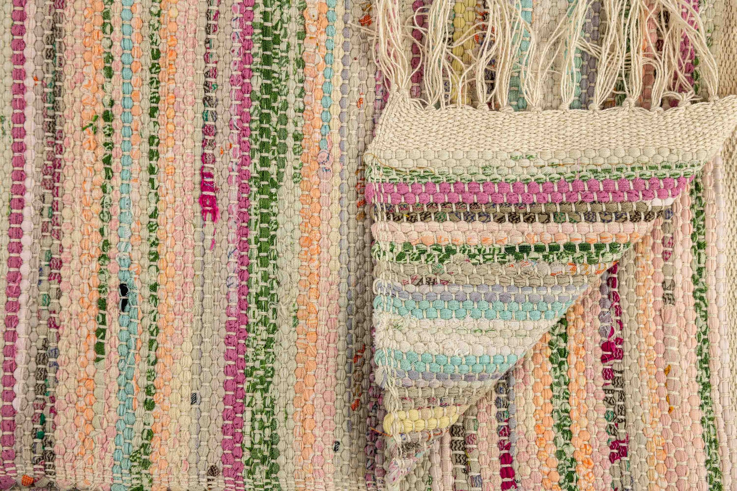 New Handwoven Sari Showermat - (Pretty Pastel)