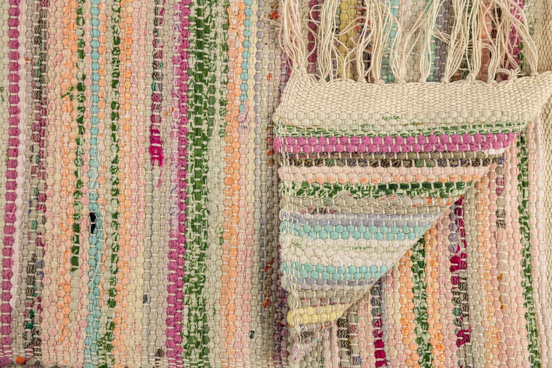 New Handwoven Sari Showermat - (Pretty Pastel)