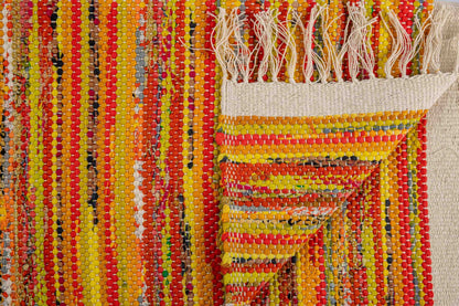 New Handwoven Sari Bathmat -(Yellow &amp; Orange)