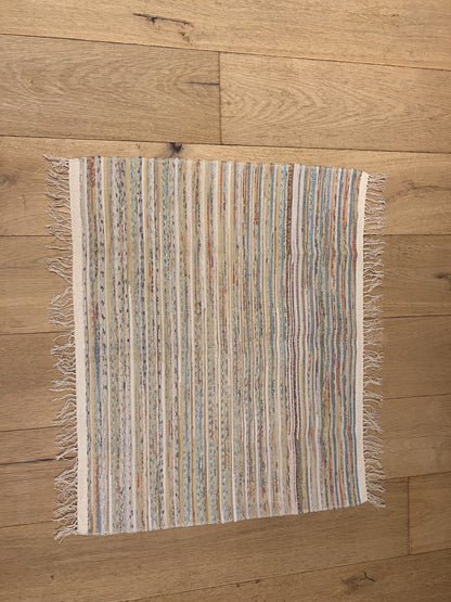 New Handwoven Sari Bathmat -(Pretty Pastel)