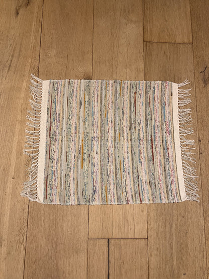 New Handwoven Sari Toiletmat -(Pretty Pastel)