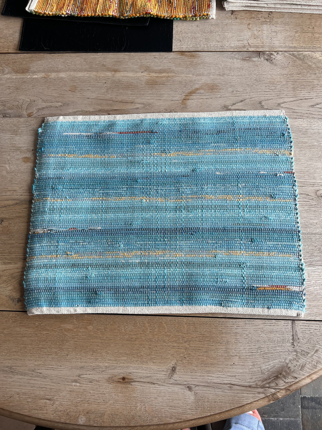 New Handwoven Sari Placemat set of 4 (Cool Blue)