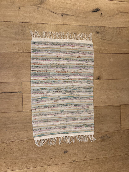 New Handwoven Sari Showermat - (Pretty Pastel)