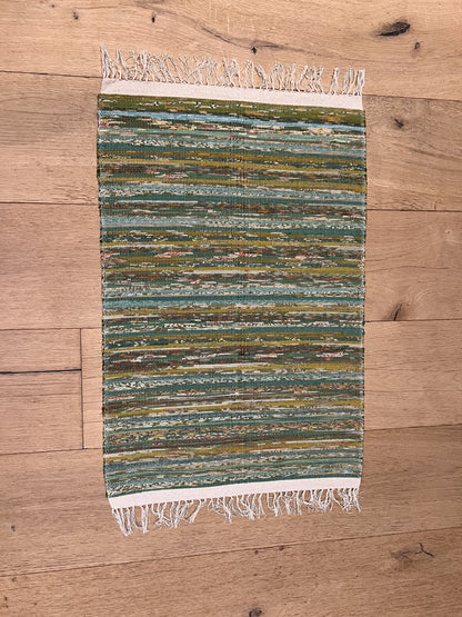 New Handwoven Sari Showermat -(Green Glow)