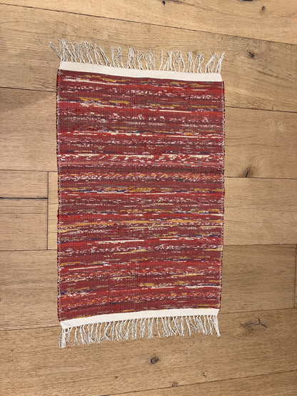 New Handwoven Sari Showermat -(Red Flame)