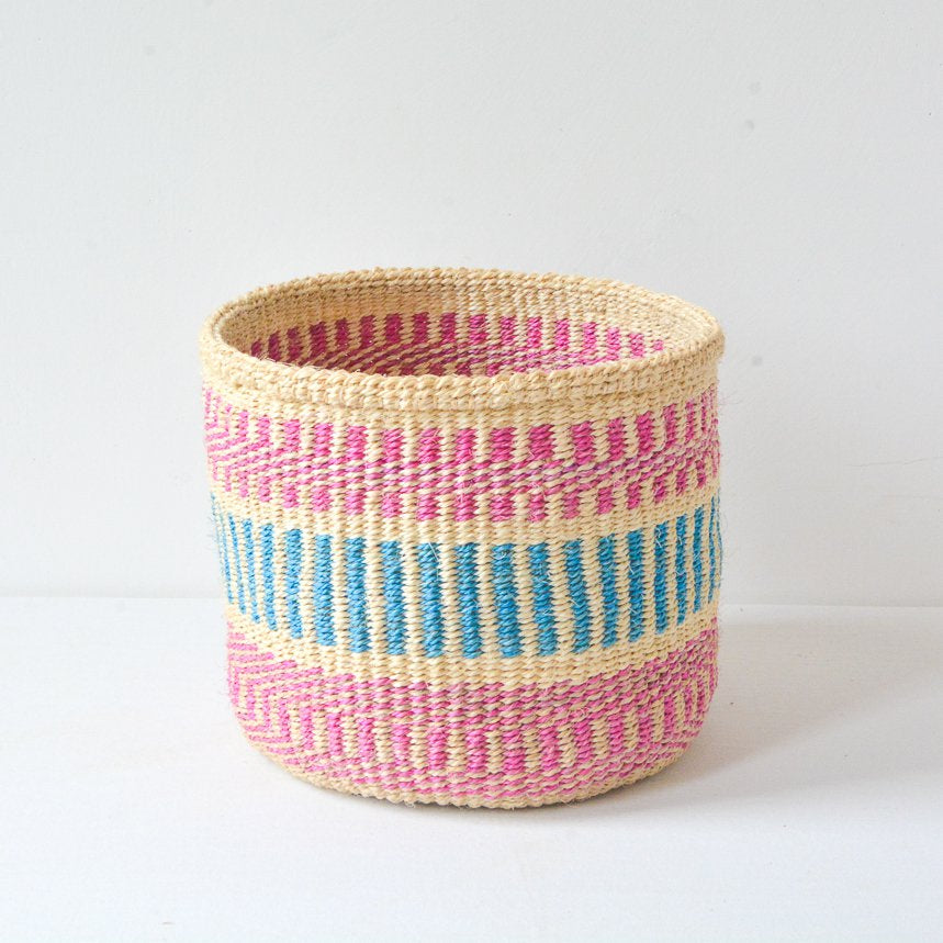 Sisal basket - practical weave - colourful