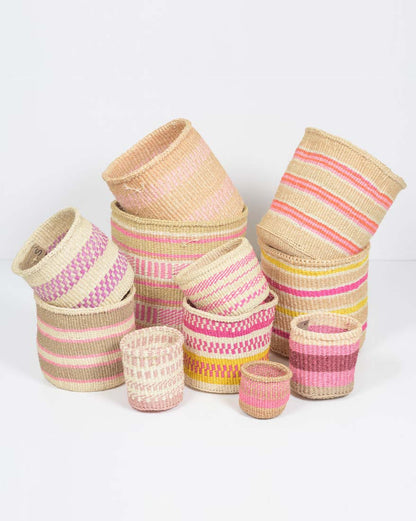 Sisal basket - practical weave - colourful