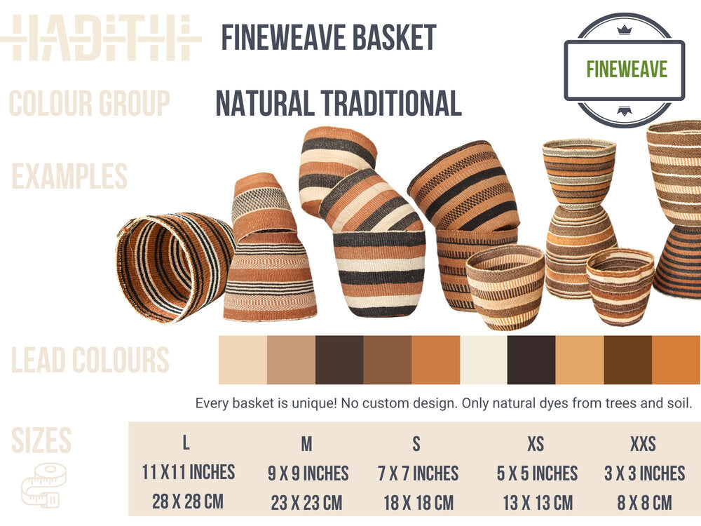 Sisal basket - fine weave - classic colours