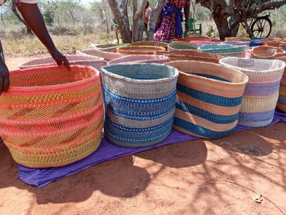 Sisal basket - practical weave - colourful
