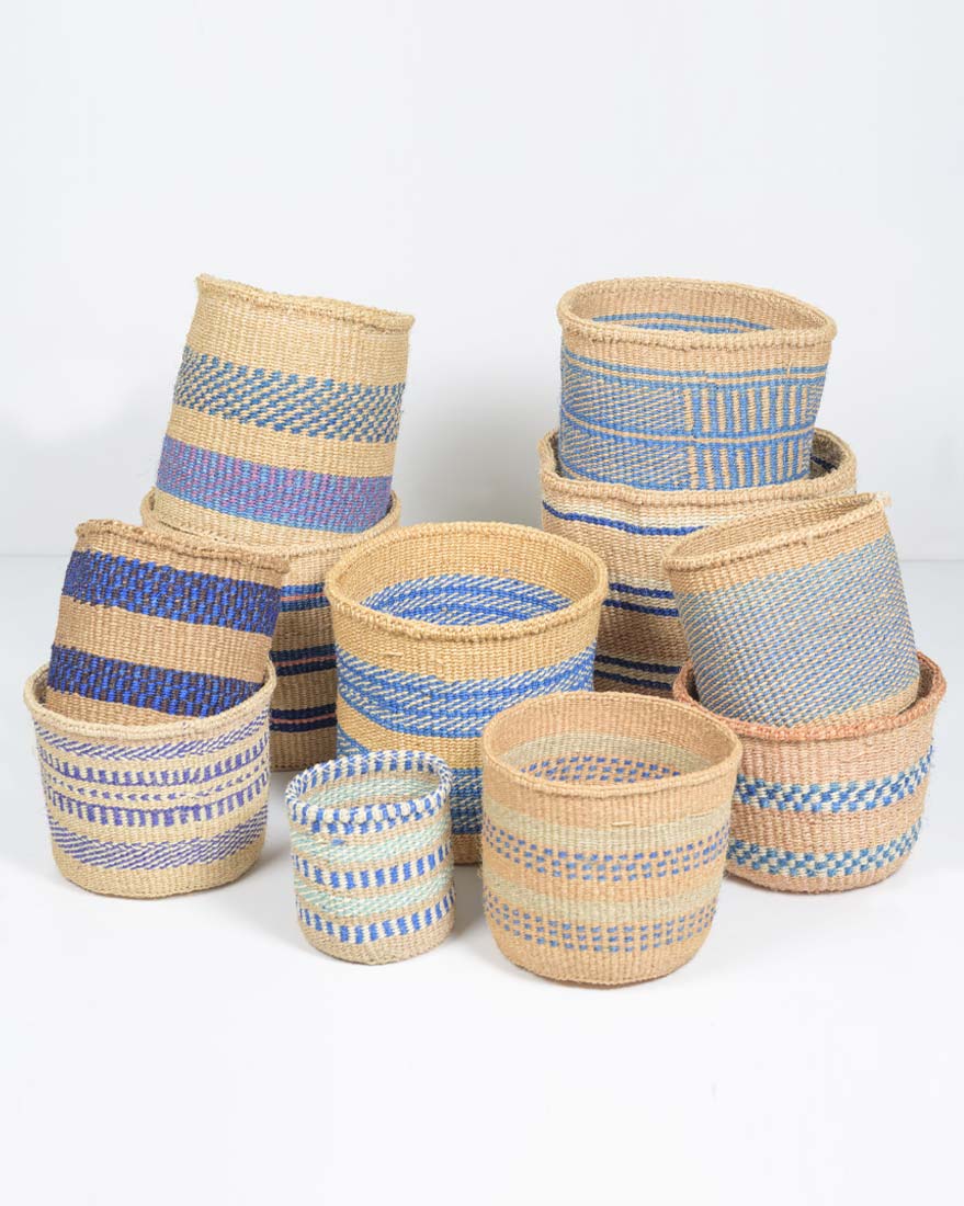 Sisal basket - practical weave - colourful