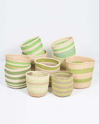 Sisal basket - practical weave - colourful