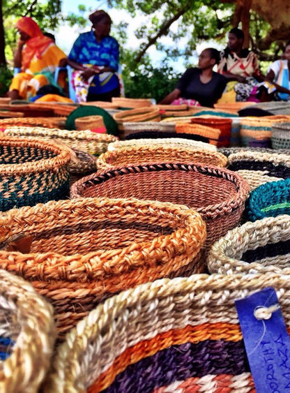 Sisal basket - practical weave - colourful