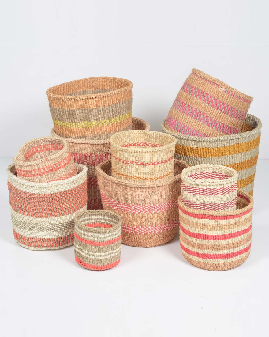 Sisal basket - practical weave - colourful